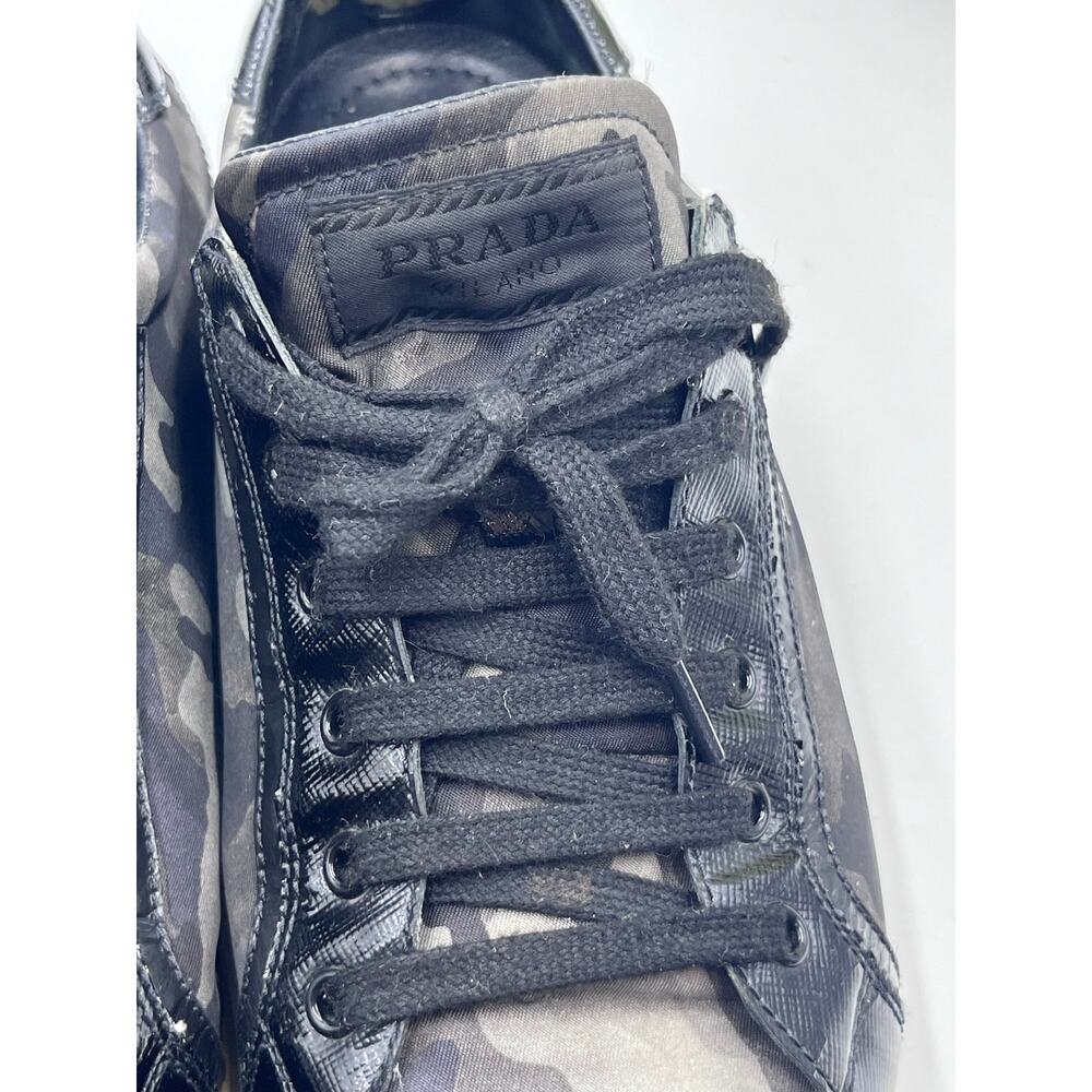 Prada Mens Green Black Gray Leather Accent Camo Trainers Sneakers Sz 41/M8/W9.5 - Picture 9 of 12